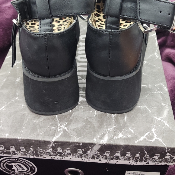 DEMONIA SPRITE 02 Black Platform MARY JANE Shoes with Heart Accents - Picture 8 of 12